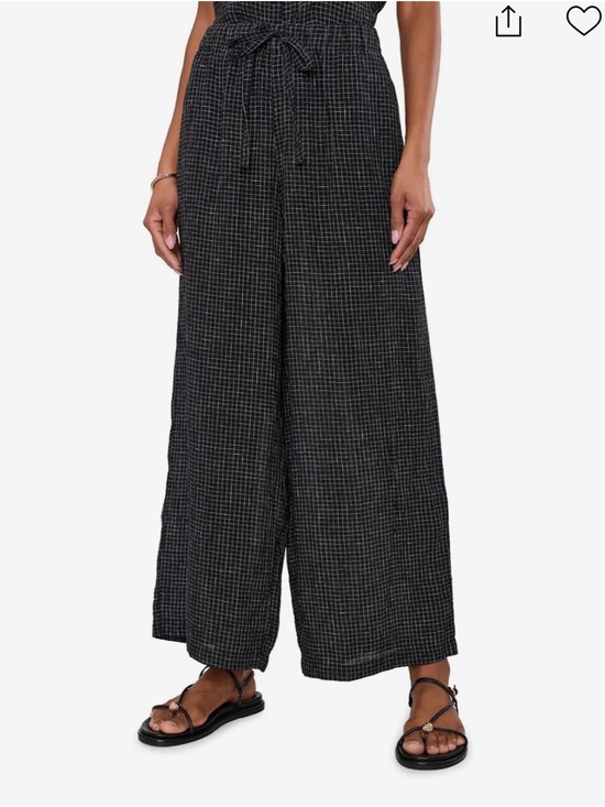 Eileen Fisher Pants - Eileen Fisher Puckered Organic Linen Grid Wide Ankle Pants NWT